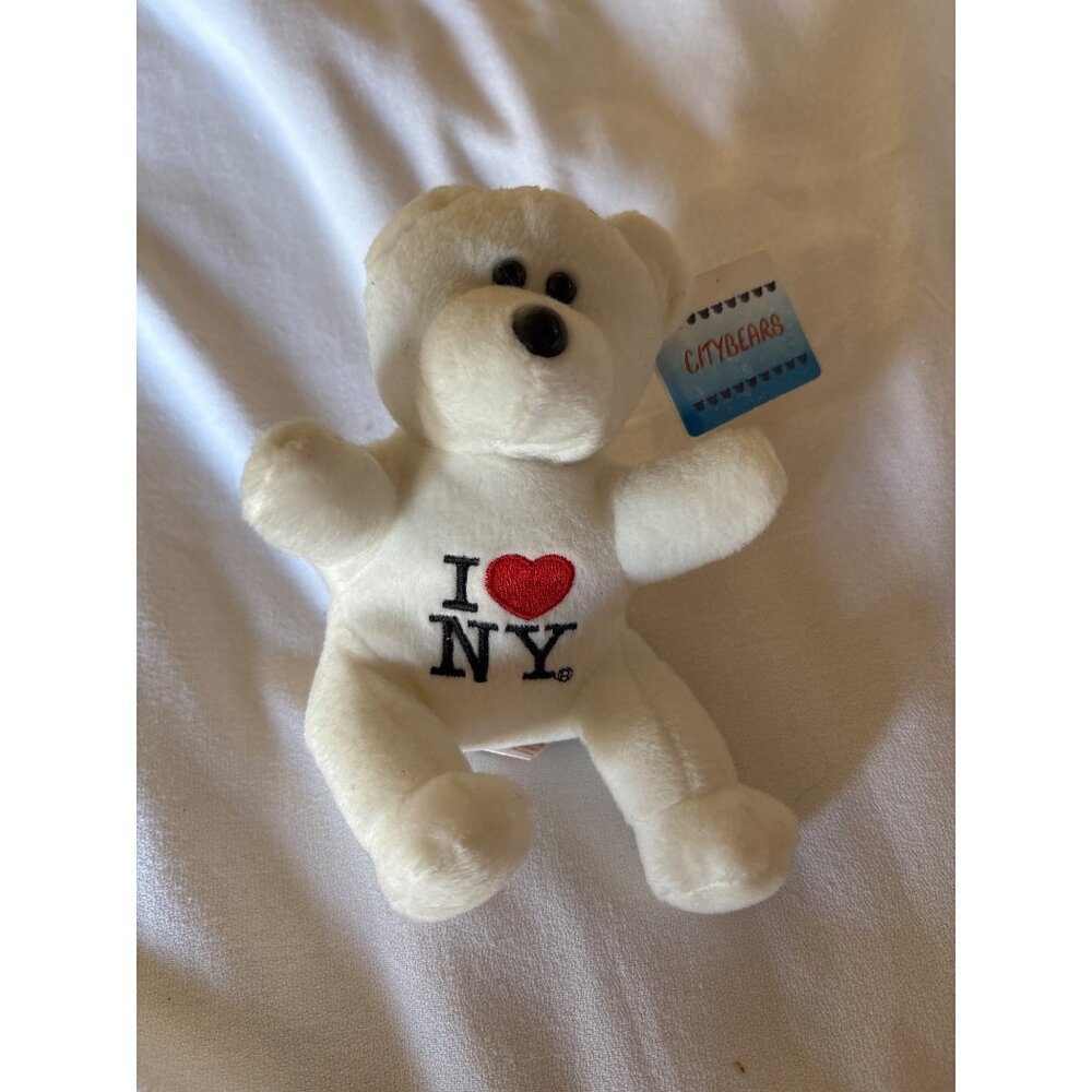 I ❤️ NY White Plush Bear By Citybears Soft Cuddly Stuffed Toy Collectible 5" Y2K